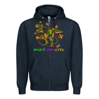 Navy mardi saurus rex olivia Zipper Hoodie - OliviaCreatesArt