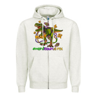 Oatmeal Heather mardi saurus rex olivia Zipper Hoodie - OliviaCreatesArt