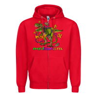 Red mardi saurus rex olivia Zipper Hoodie - OliviaCreatesArt