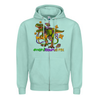Seafoam mardi saurus rex olivia Zipper Hoodie - OliviaCreatesArt