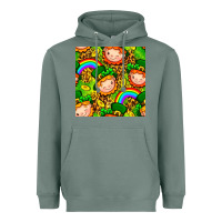 Sage St. Patrick's dwarf seamless pattern digital paper Heavyweight Hoodie - BundleAndBundleShop
