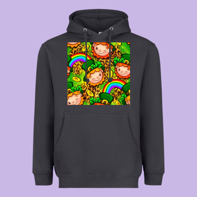 St. Patrick's Dwarf Seamless Pattern Digital Paper Heavyweight Hoodie Designed By Bundleandbundleshop