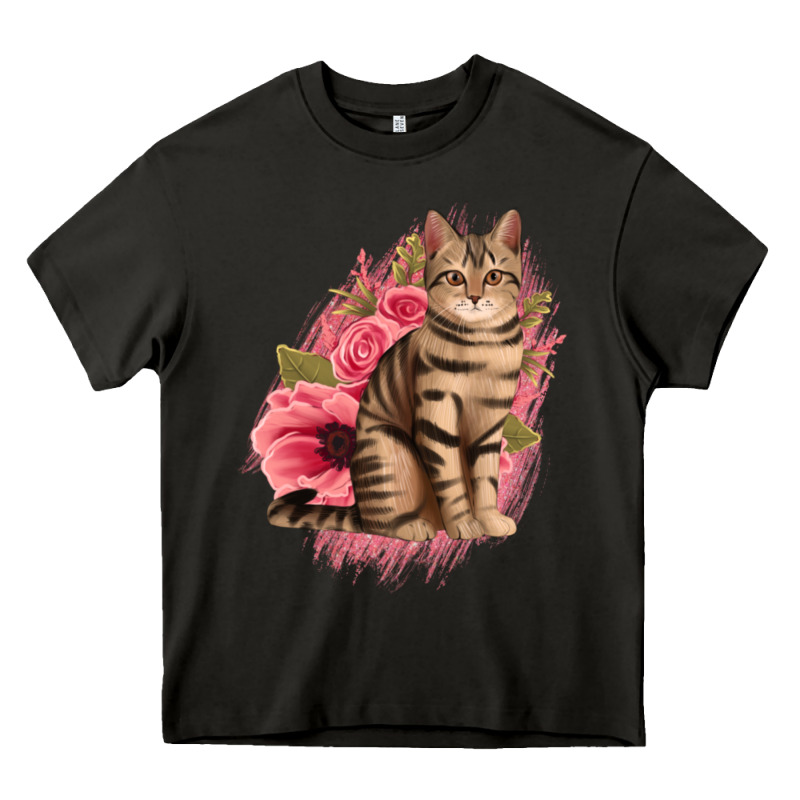 Floral Cat Heavy Core Tee by Jasminsmagicworld | Teevron