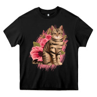 Black floral cat Heavy Core Tee - Jasminsmagicworld