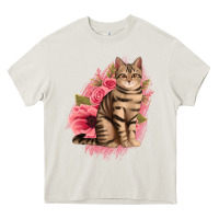 Cream floral cat Heavy Core Tee - Jasminsmagicworld