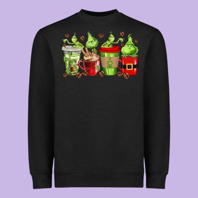 Grinch Coffee Cups Heavyweight Sweatshirt Designed By Texasbilliewilder