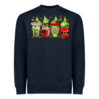 Navy grinch coffee cups Heavyweight Sweatshirt - texasbilliewilder