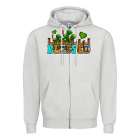 Dove Grey blessed olivia Zipper Hoodie - OliviaCreatesArt