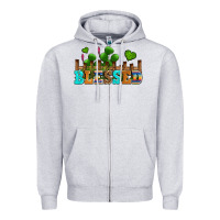 Heather Grey blessed olivia Zipper Hoodie - OliviaCreatesArt