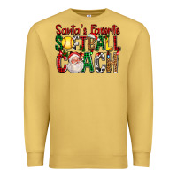 Antique Gold Santa's Favorite Softball Coach For Christmas Premium Sweatshirt - FaDigitalArtStudio