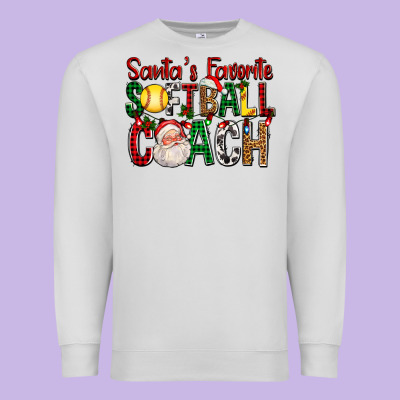Santa's Favorite Softball Coach For Christmas Premium Sweatshirt Designed By Fadigitalartstudio