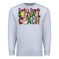 Heather Grey Santa's Favorite Softball Coach For Christmas Premium Sweatshirt - FaDigitalArtStudio