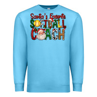 Ocean Blue Santa's Favorite Softball Coach For Christmas Premium Sweatshirt - FaDigitalArtStudio