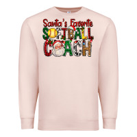 Pale Pink Santa's Favorite Softball Coach For Christmas Premium Sweatshirt - FaDigitalArtStudio
