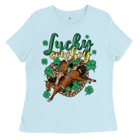 Baby Blue lucky cowboy Ladies Tee - MaliasSmallBusiness