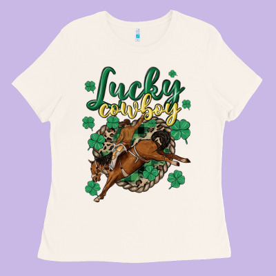 Lucky Cowboy Ladies Tee Designed By Maliassmallbusiness