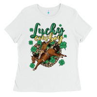White lucky cowboy Ladies Tee - MaliasSmallBusiness