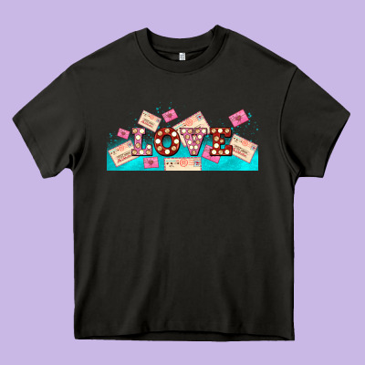 Love And Love Letters Heavy Core Tee Designed By Adodesignshop