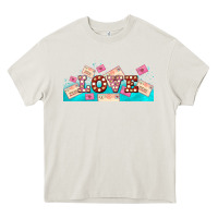 Cream love and love letters Heavy Core Tee - AdoDesignShop