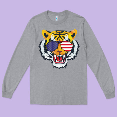 America Merica Tiger Long Sleeve Tee Designed By Bettercallsaul