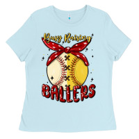 Baby Blue busy raising ballers malia Ladies Tee - MaliasSmallBusiness