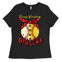 Black busy raising ballers malia Ladies Tee - MaliasSmallBusiness