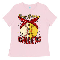 Bubblegum Pink busy raising ballers malia Ladies Tee - MaliasSmallBusiness
