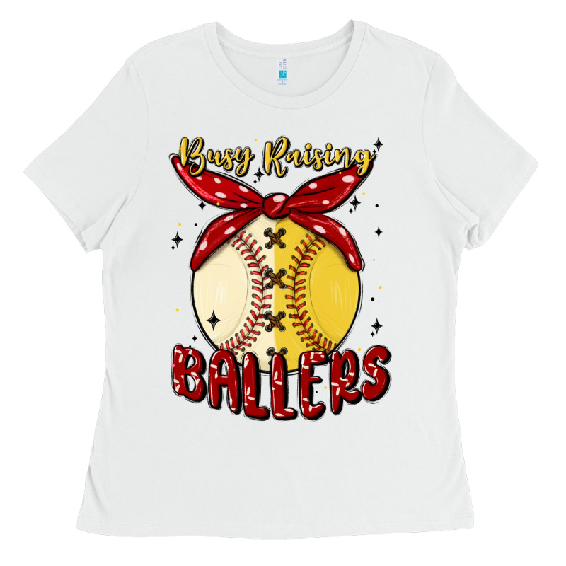 Busy Raising Ballers Malia Ladies Tee by MaliasSmallBusiness | Teevron