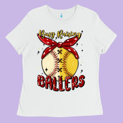 Busy Raising Ballers Malia Ladies Tee Designed By Maliassmallbusiness