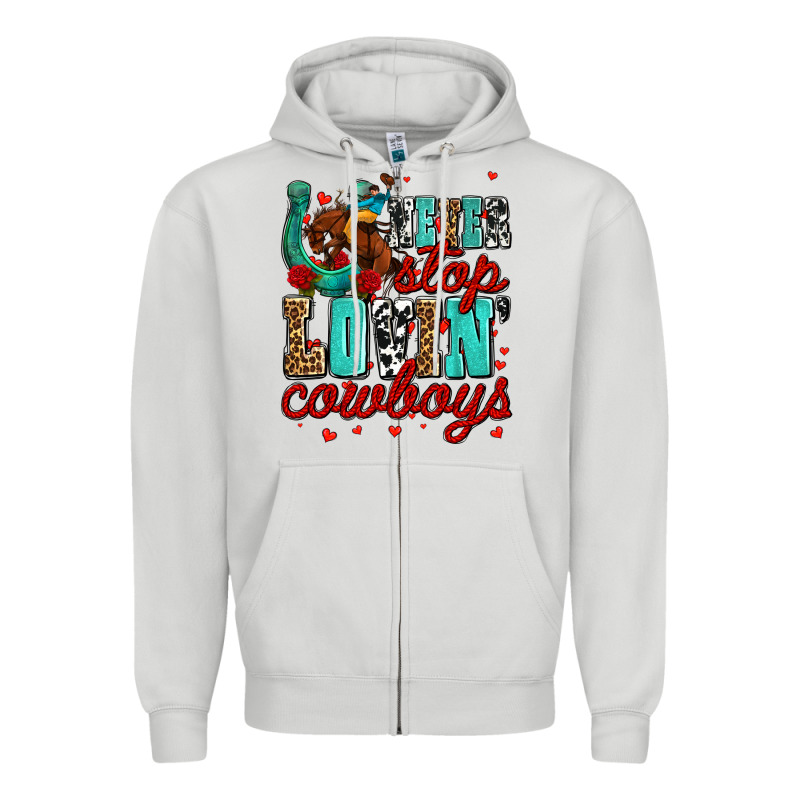 Never Stop Lovin Cowboys Olivia Zipper Hoodie by OliviaCreatesArt | Teevron