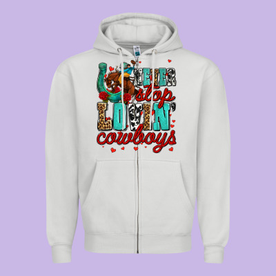 Never Stop Lovin Cowboys Olivia Zipper Hoodie Designed By Oliviacreatesart