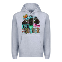 Heather Grey Easter Day Monster truck Easter egg crusher Premium Hoodie - OliviaCreatesArt