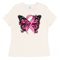 Breast Cancer Ribbon  Butterfly Ladies Tee | Teevron