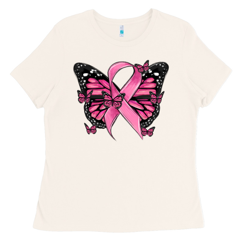 Breast Cancer Ribbon  Butterfly Ladies Tee by MaliasSmallBusiness | Teevron