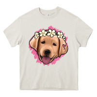 Cream jack russel floral kopyası Heavy Core Tee - Jasminsmagicworld