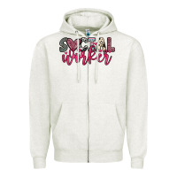 Oatmeal Heather social worker Zipper Hoodie - OliviaCreatesArt
