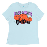 Baby Blue busy raising ballers Ladies Tee - MaliasSmallBusiness