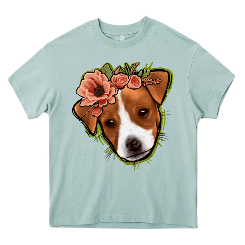 Jack Russel Floral Heavy Core Tee by Jasminsmagicworld | Teevron