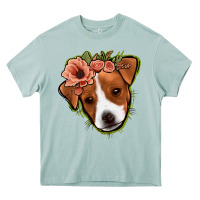 Arona jack russel floral Heavy Core Tee - Jasminsmagicworld