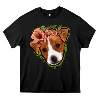 Black jack russel floral Heavy Core Tee - Jasminsmagicworld