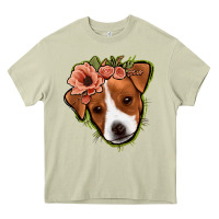 Mossy jack russel floral Heavy Core Tee - Jasminsmagicworld
