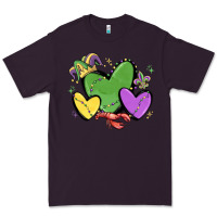 Plum mardi gras hearts Premium Tee - MaliasSmallBusiness