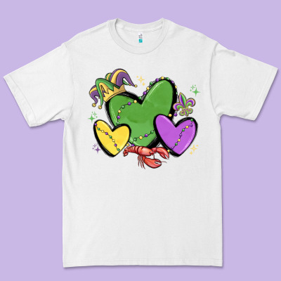 Mardi Gras Hearts Premium Tee Designed By Maliassmallbusiness