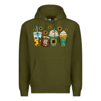 Army Green yellowstone coffee cups Premium Hoodie - OliviaCreatesArt