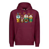 Burgundy yellowstone coffee cups Premium Hoodie - OliviaCreatesArt