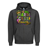 Charcoal Heather mardi gras princess Zipper Hoodie - OliviaCreatesArt