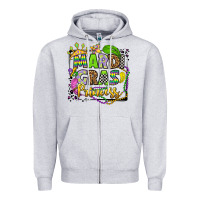 Heather Grey mardi gras princess Zipper Hoodie - OliviaCreatesArt