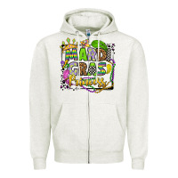 Oatmeal Heather mardi gras princess Zipper Hoodie - OliviaCreatesArt