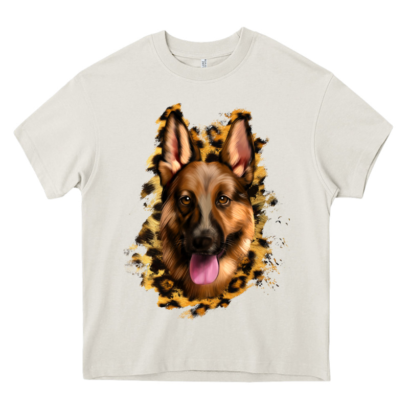 German Shepherd Leopard Background Heavy Core Tee by Jasminsmagicworld | Teevron