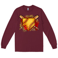 Burgundy softball home plate Long Sleeve Tee - Jasminsmagicworld